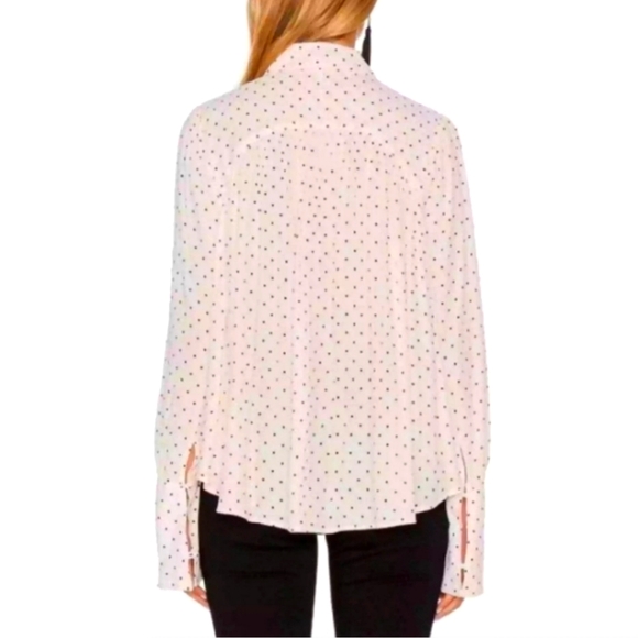 Free People Kennedy Ivory Black Polka Dot Button Down Blouse - Picture 2 of 8
